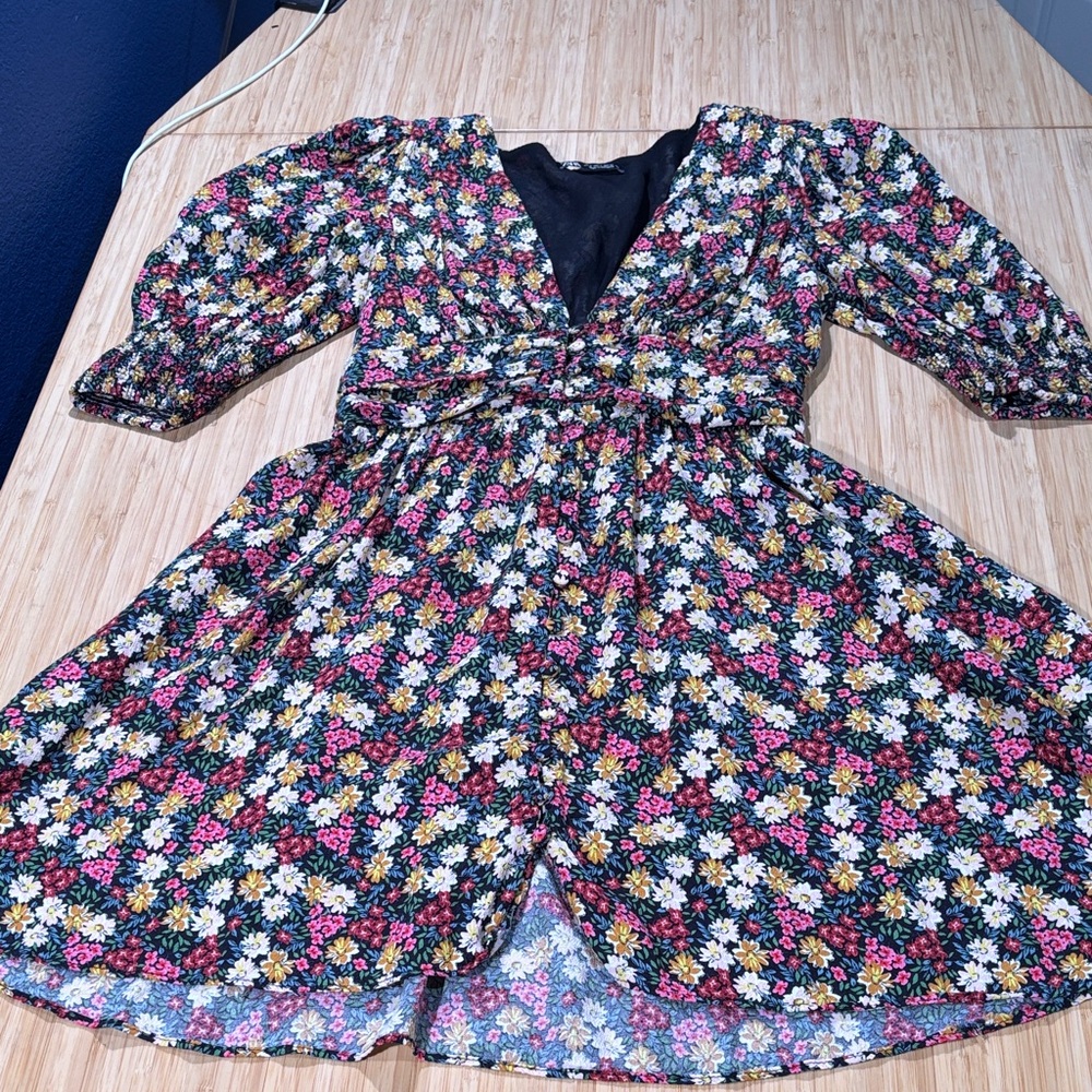 Zara Red, Yellow & White Spring Floral Dress